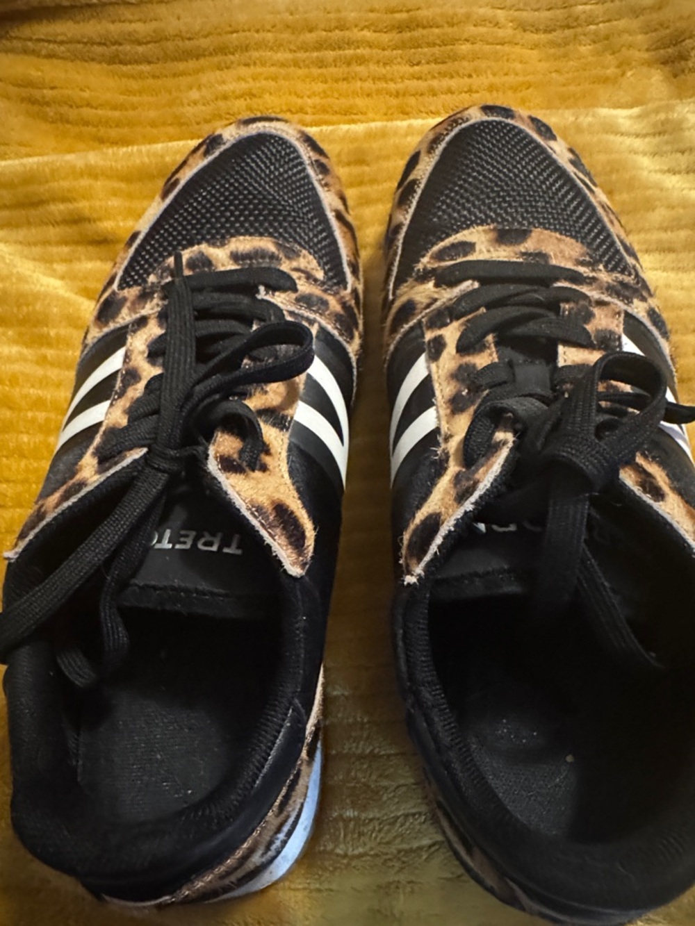 adidas Black and Brown Leopard Print Athletic Shoes